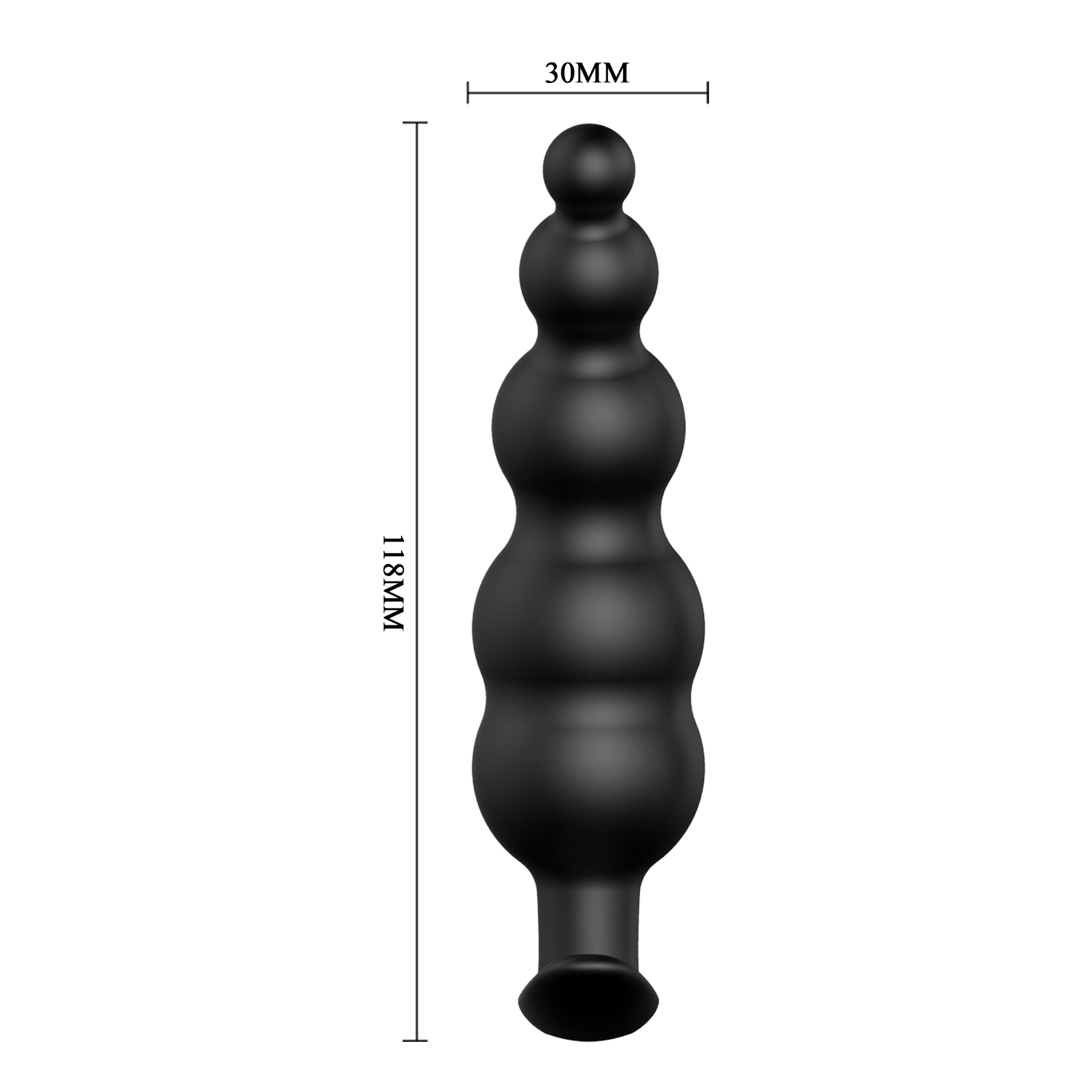 PRETTY LOVE Beaded Butt Plug 11.8 x 3 cm BLACK - Image 3