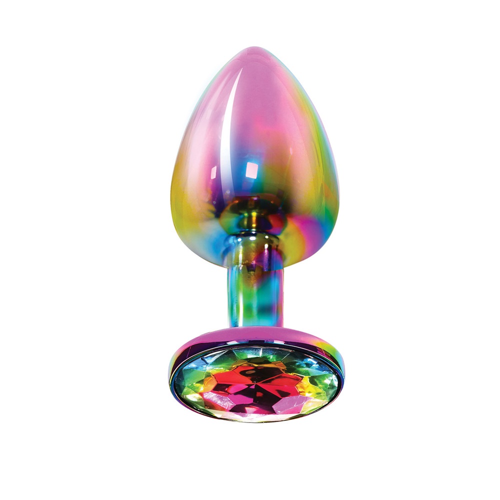 Aluminium Butt Plug with Raindow Jewel SMALL - Image 4