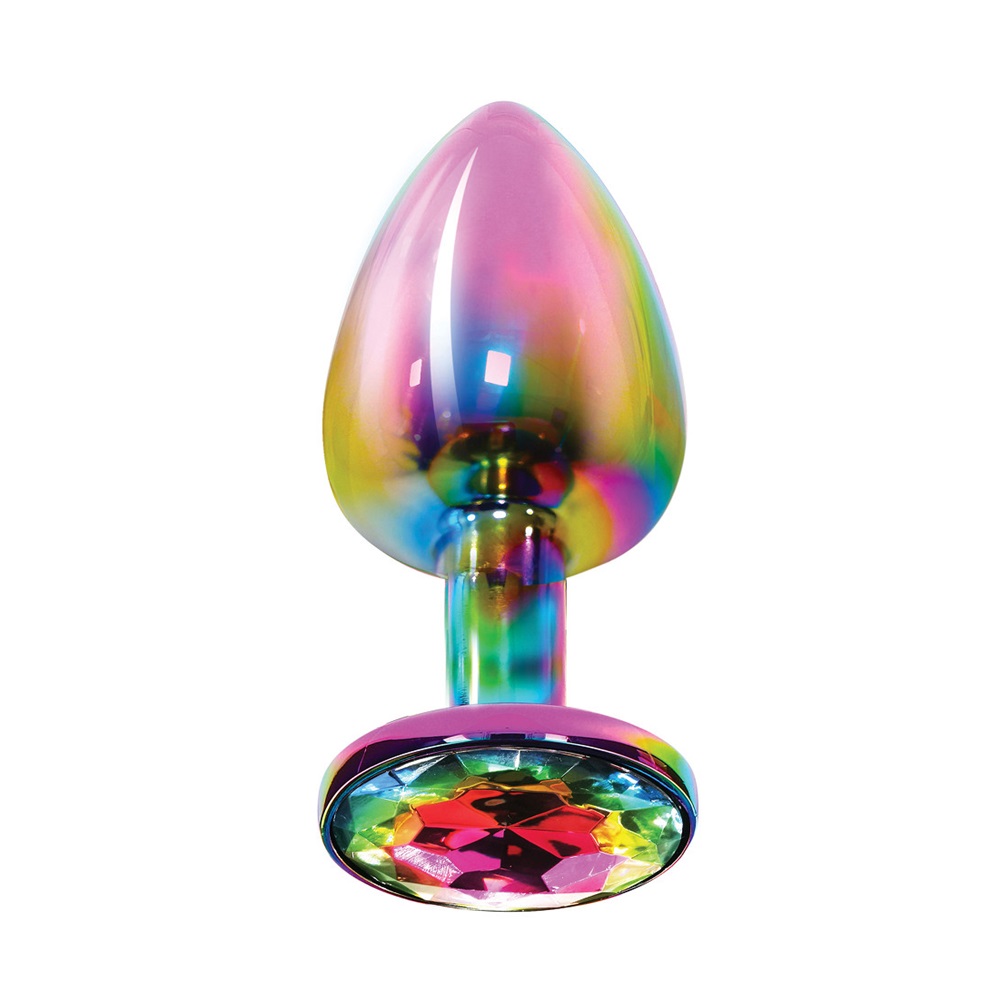 Aluminium Butt Plug with Raindow Jewel MEDIUM - Image 3