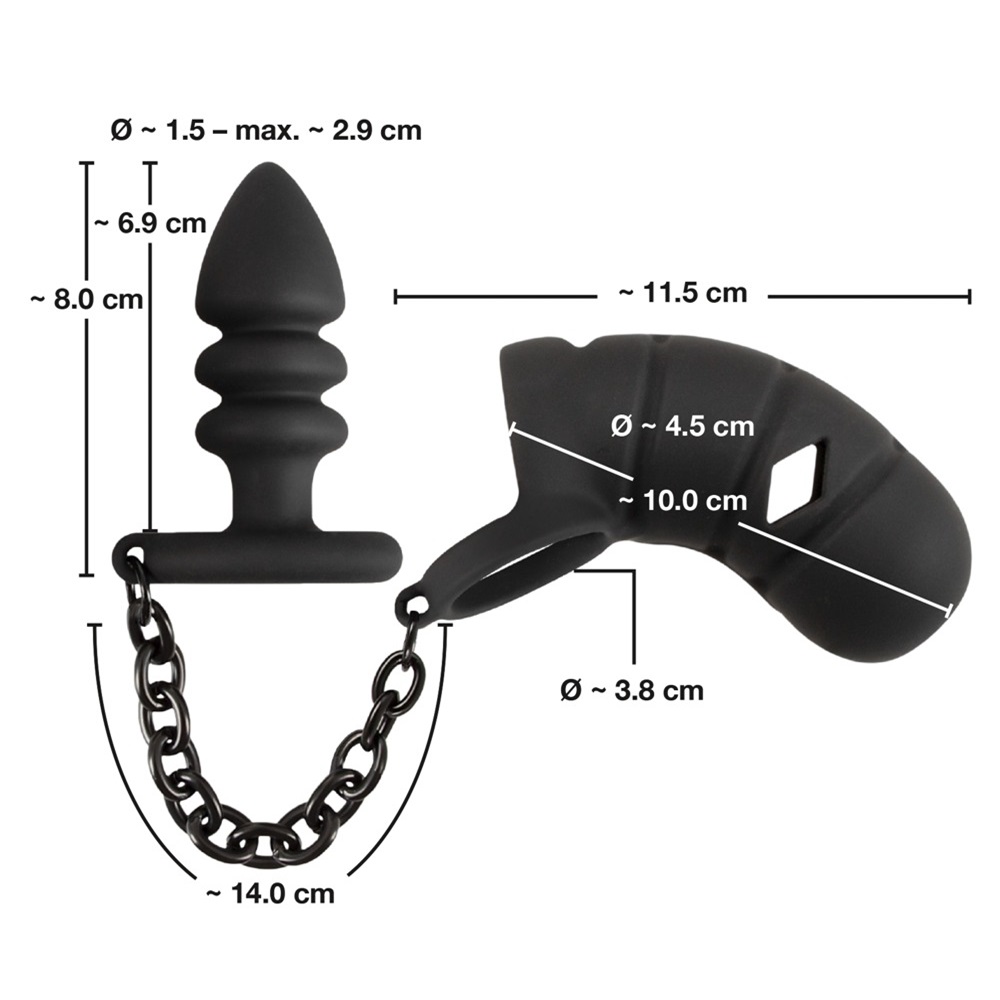Ball ring with cock cage and anal plug - Image 2