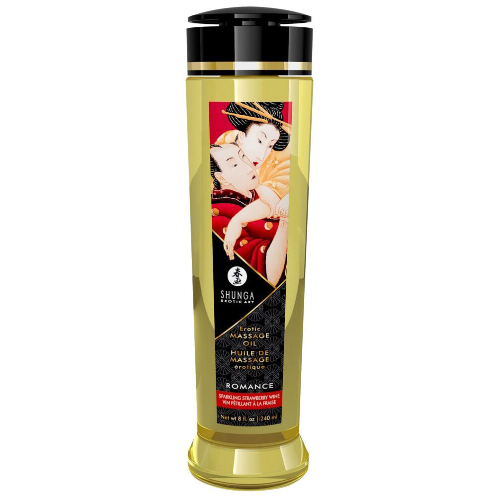 Shunga Romance Sparkling Strawberry Wine Massage Oil 240ml - Image 2