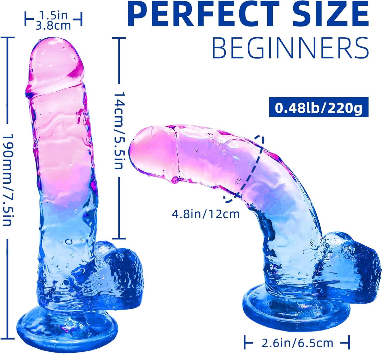 TOYBOY Realistic Cock and Balls Dildo Blue-Purple Gradient - Image 5