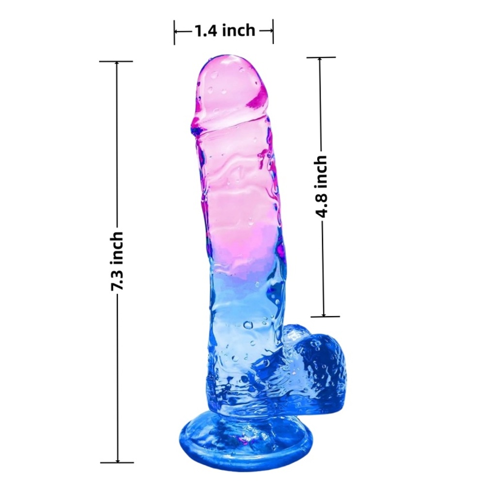 TOYBOY Realistic Cock and Balls Dildo Blue-Purple Gradient - Image 4