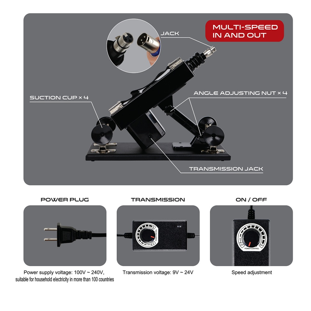 TOYBOY Adjustable Thrusting Sex Machine with 6 Attachments - Image 5
