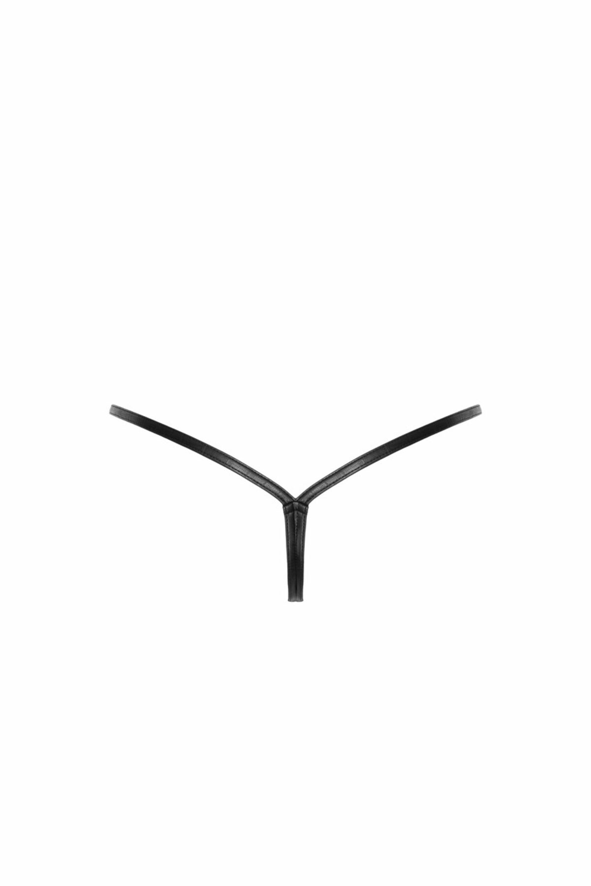 Noir handmade Crocodile wetlook thong with double opening - Image 13
