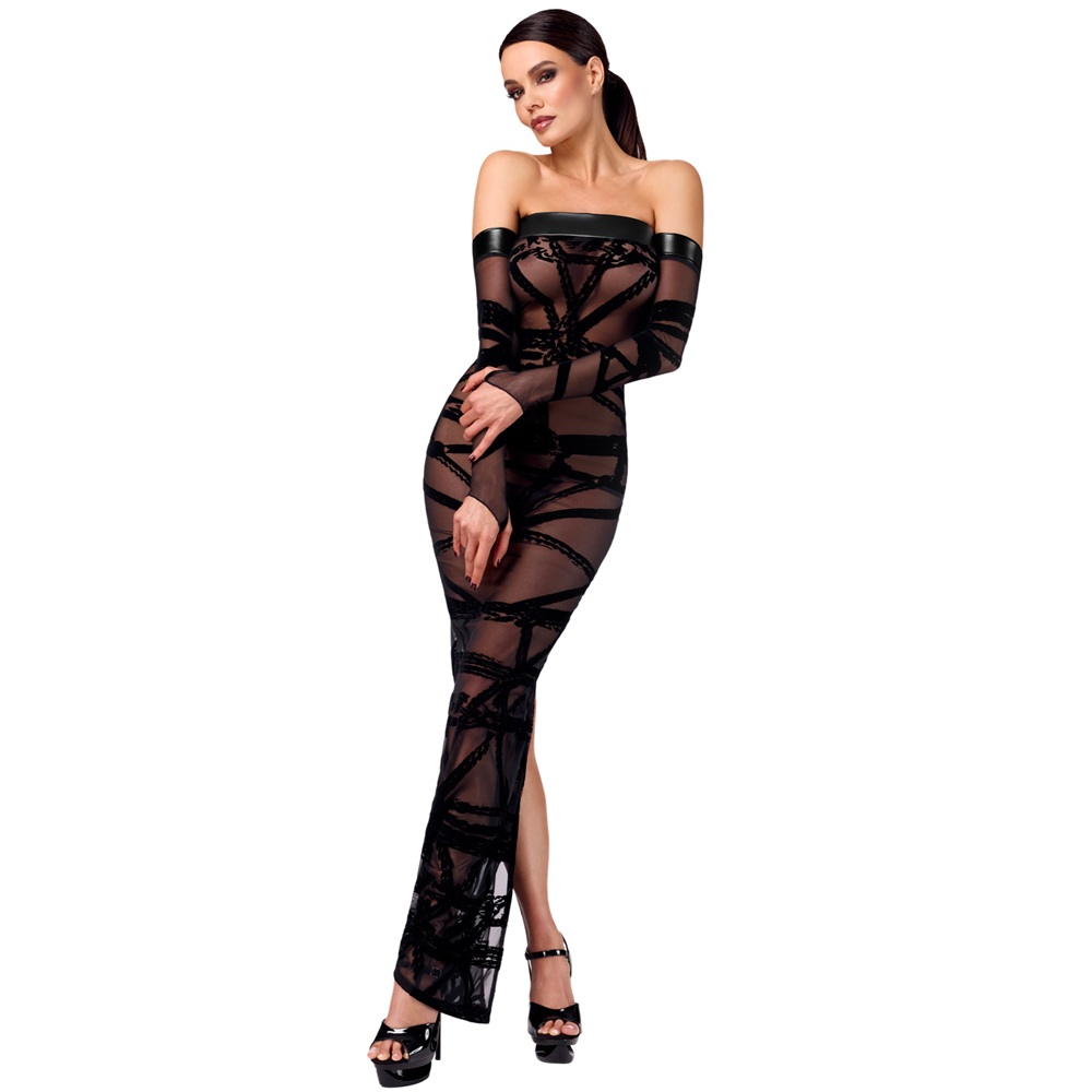 Noir Handmade Bondesque Opera Off-shoulder long dress BLACK - Image 6
