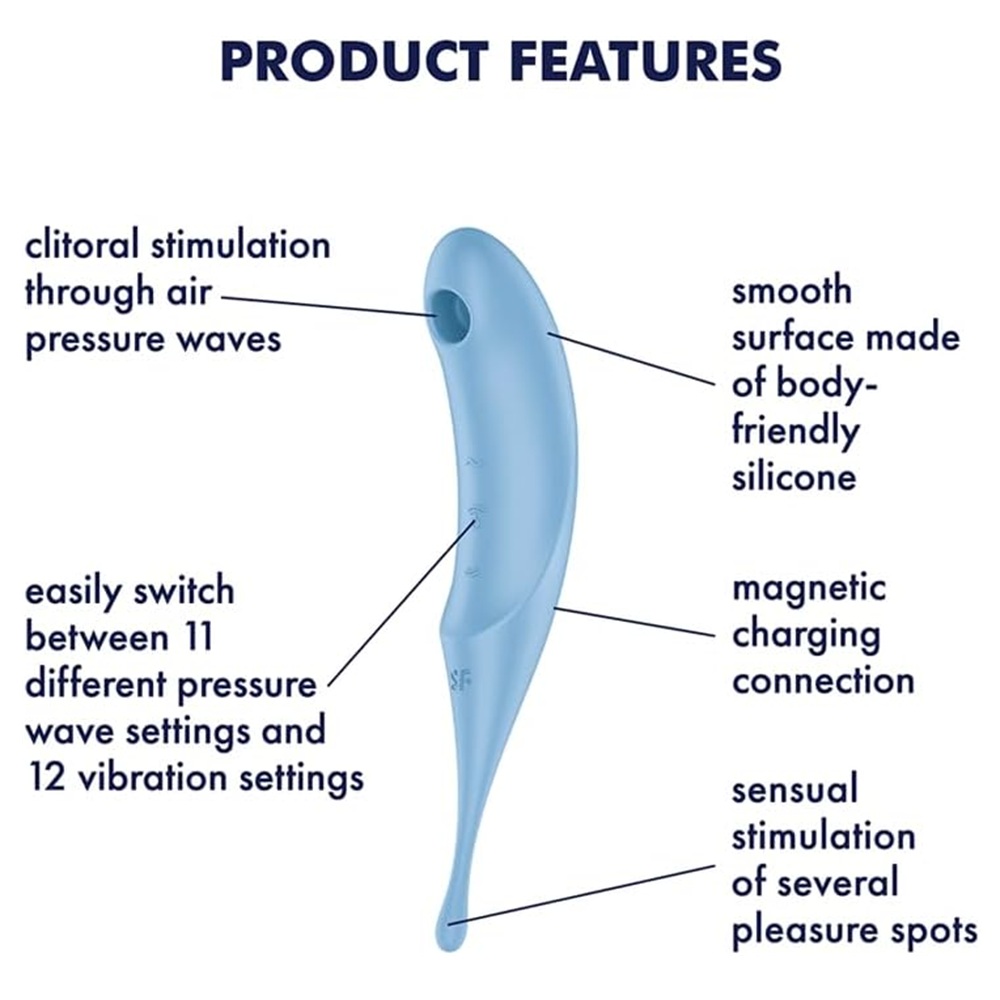 Satisfyer Twirling Pro Hybrid Air Pulse Vibrator Blue - Image 3