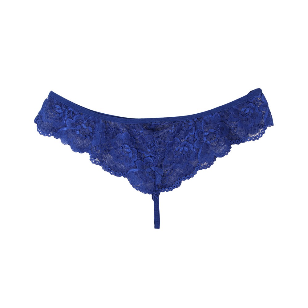 Plus Size Sophisticated Mesh Chemise with String Blue - Image 4