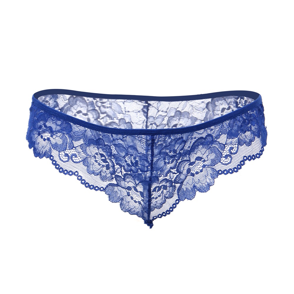 Plus Size Sophisticated Mesh Chemise with String Blue - Image 5