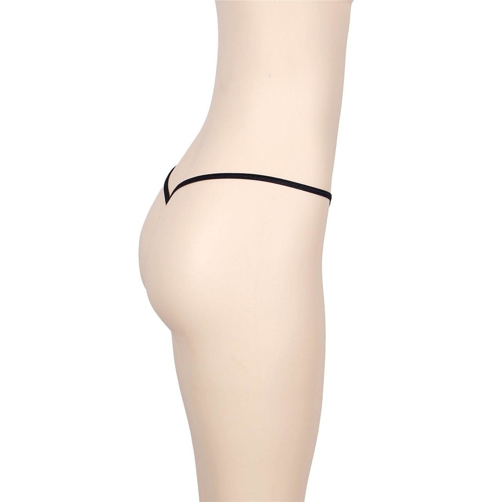 Delicate Crotchless Floral Lace String Black - Image 5