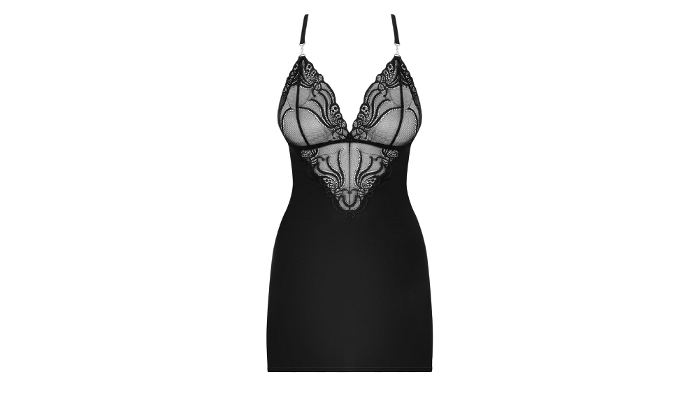 Obsessive Elegant Black Chemise with Thong - Image 3