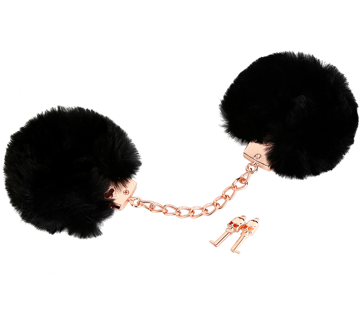 NAUGHTY TOYS Gold plated heavy handcuffs with black fur - Image 10