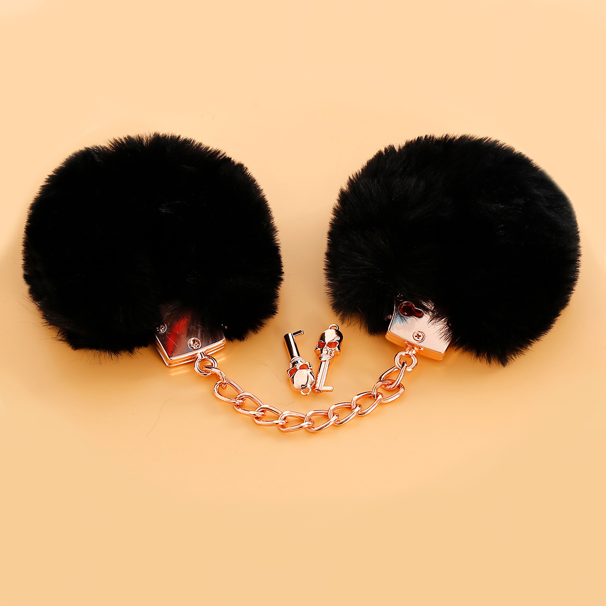 NAUGHTY TOYS Gold plated heavy handcuffs with black fur - Image 12