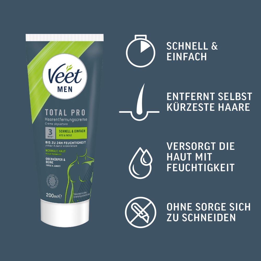 Veet Men TOTAL PRO Hair Removal Cream 200ml - Image 6