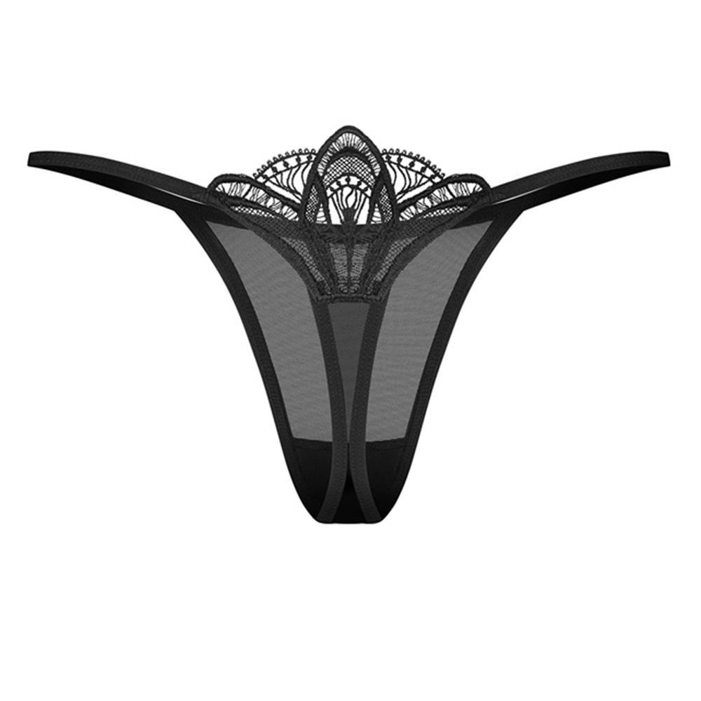 Plus size Obsessive Ezmee thong with decorative lace Black - Image 4