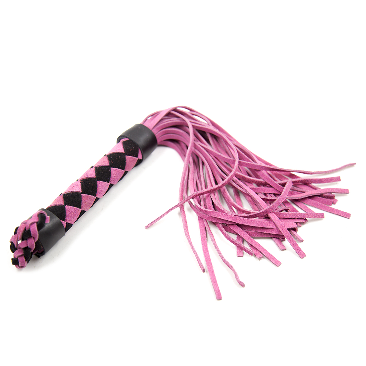 Bondage Spanking Nubuck leather flogger Pink Black 38 cm - Image 3
