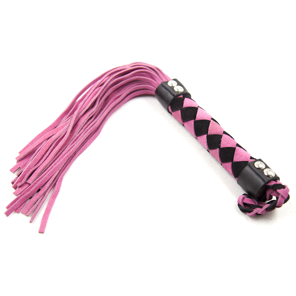 Bondage Spanking Nubuck leather flogger Pink Black 38 cm - Image 5