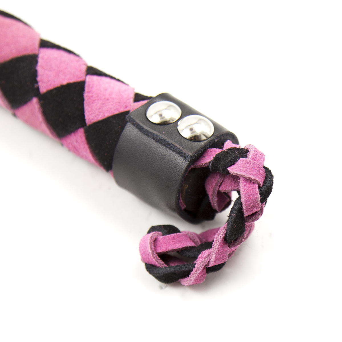 Bondage Spanking Nubuck leather flogger Pink Black 38 cm - Image 4