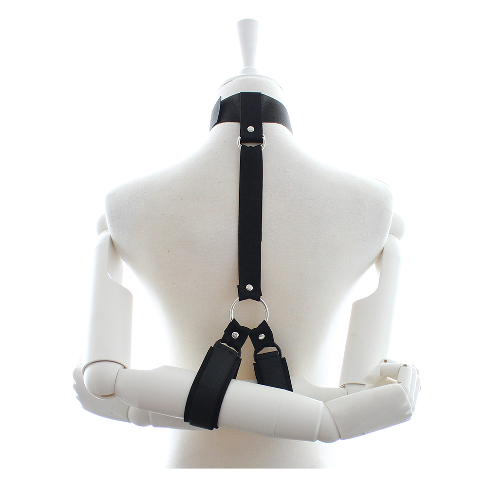 Body Harness Strap Restraints One Piece Neck Collar with Wrist Cuffs - Image 7
