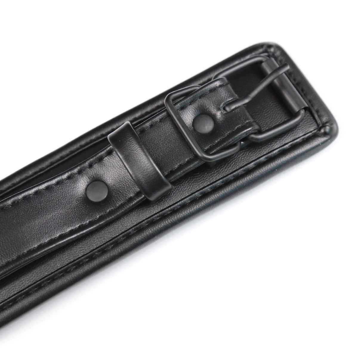 Bdsm Black foam padded Leather Neck Metal Chain Leash - Image 4