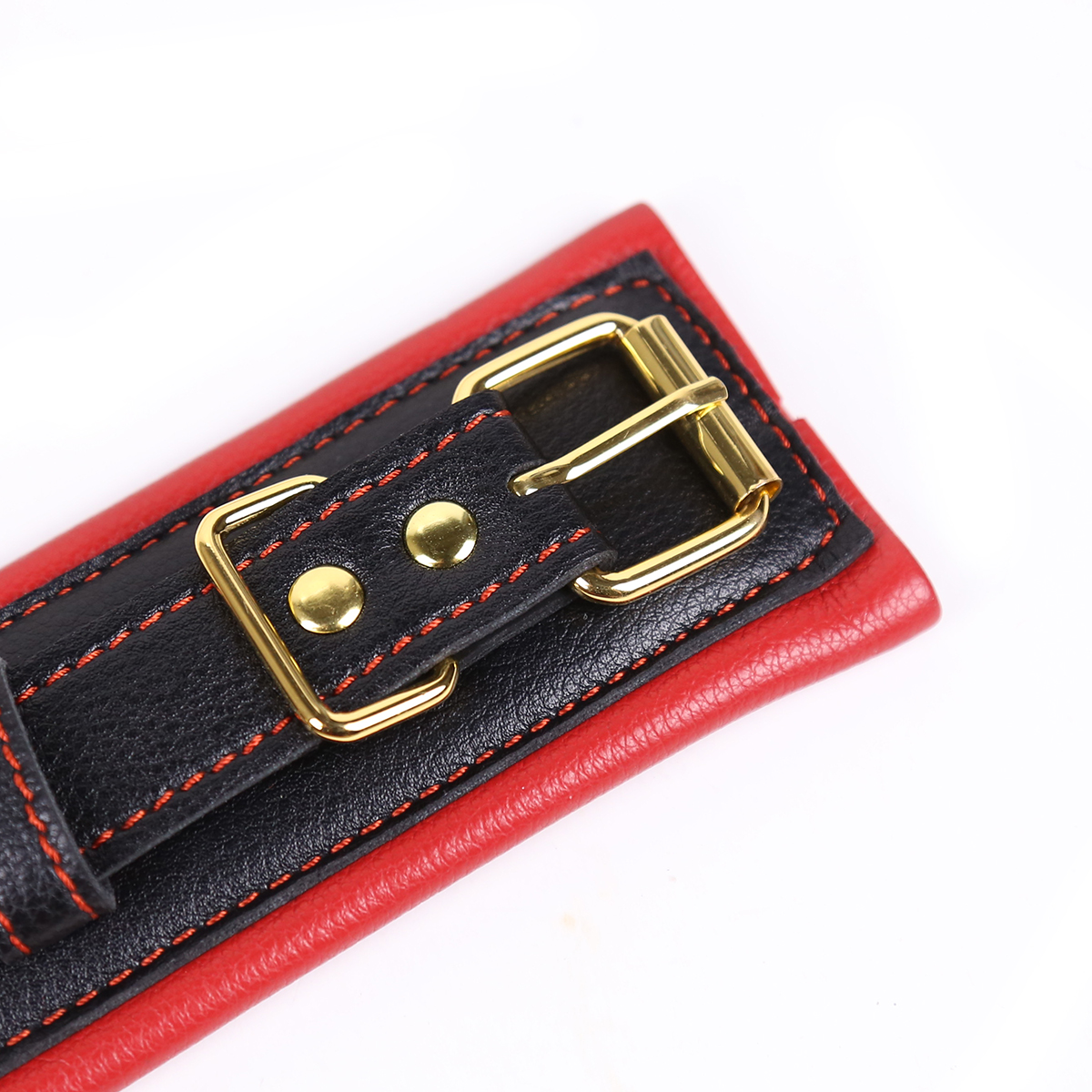 Collar Leash with Cuffs chained Nipple Clamps Red Black - Image 5