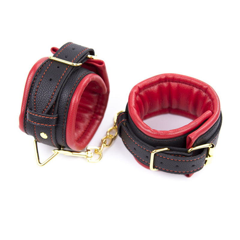 Collar Leash with Cuffs chained Nipple Clamps Red Black - Image 6