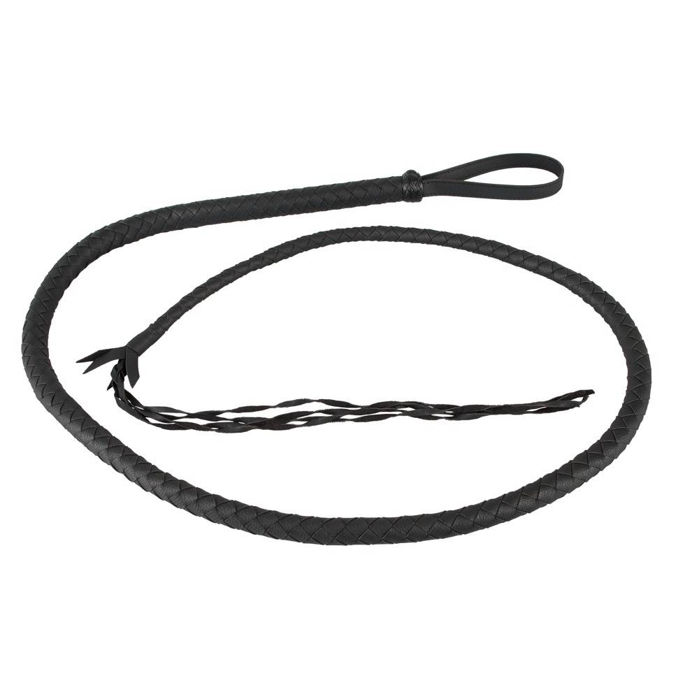 Extra Long Leather Whip Black 1.6m - Image 3