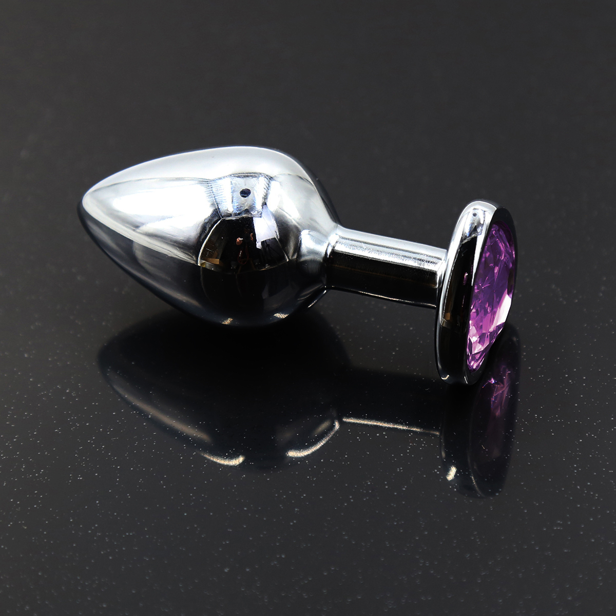 LARGE Heart Base Metal butt plug Sparkling Purple 9 cm - Image 5