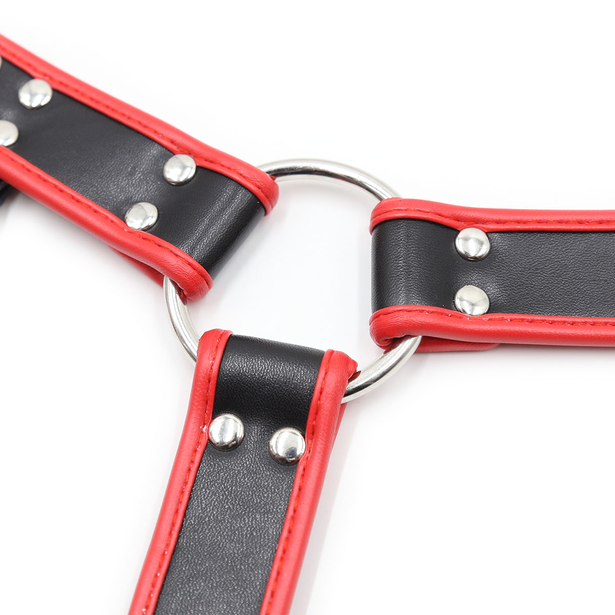 Black Red Leather adjustable chest Harness S-XL - Image 6