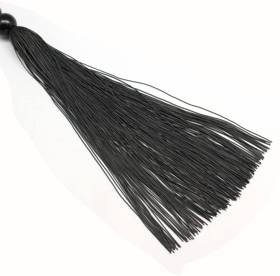 Black silicone flogger with 5 beads handle 36 cm - Image 5