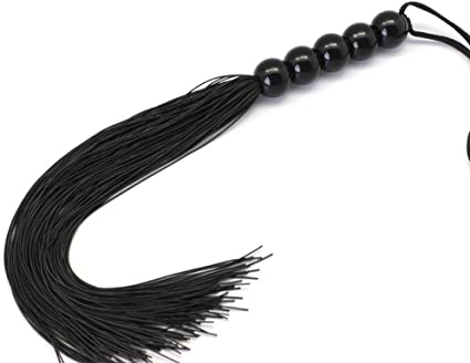Black silicone flogger with 5 beads handle 36 cm - Image 4