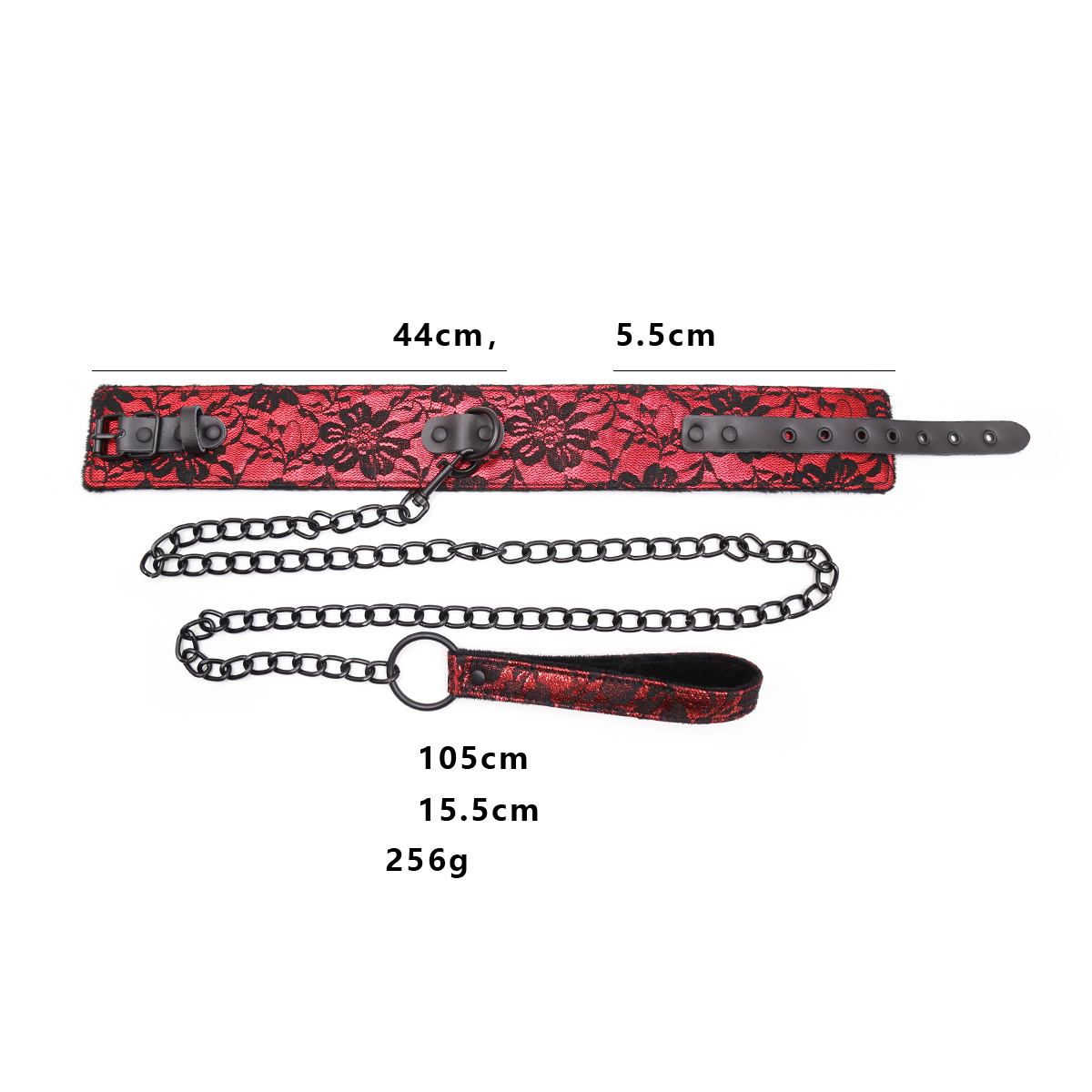 Naughty Toys Red Collar with Black Leash - Image 5