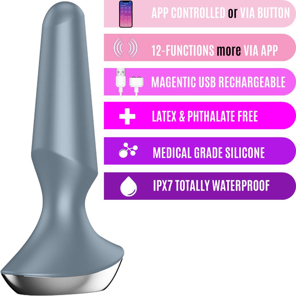 Satisfyer PLUG-ILICIOUS 2 Vibrating Anal Plug GREY - Image 4