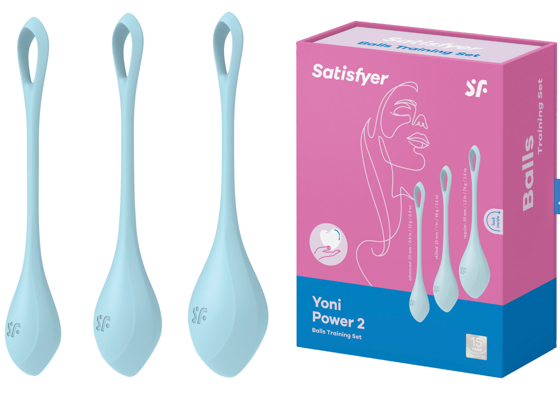 Satisfyer Yoni Power 2 Kegel Balls LIGHT BLUE 3-PIECE SET - Image 3