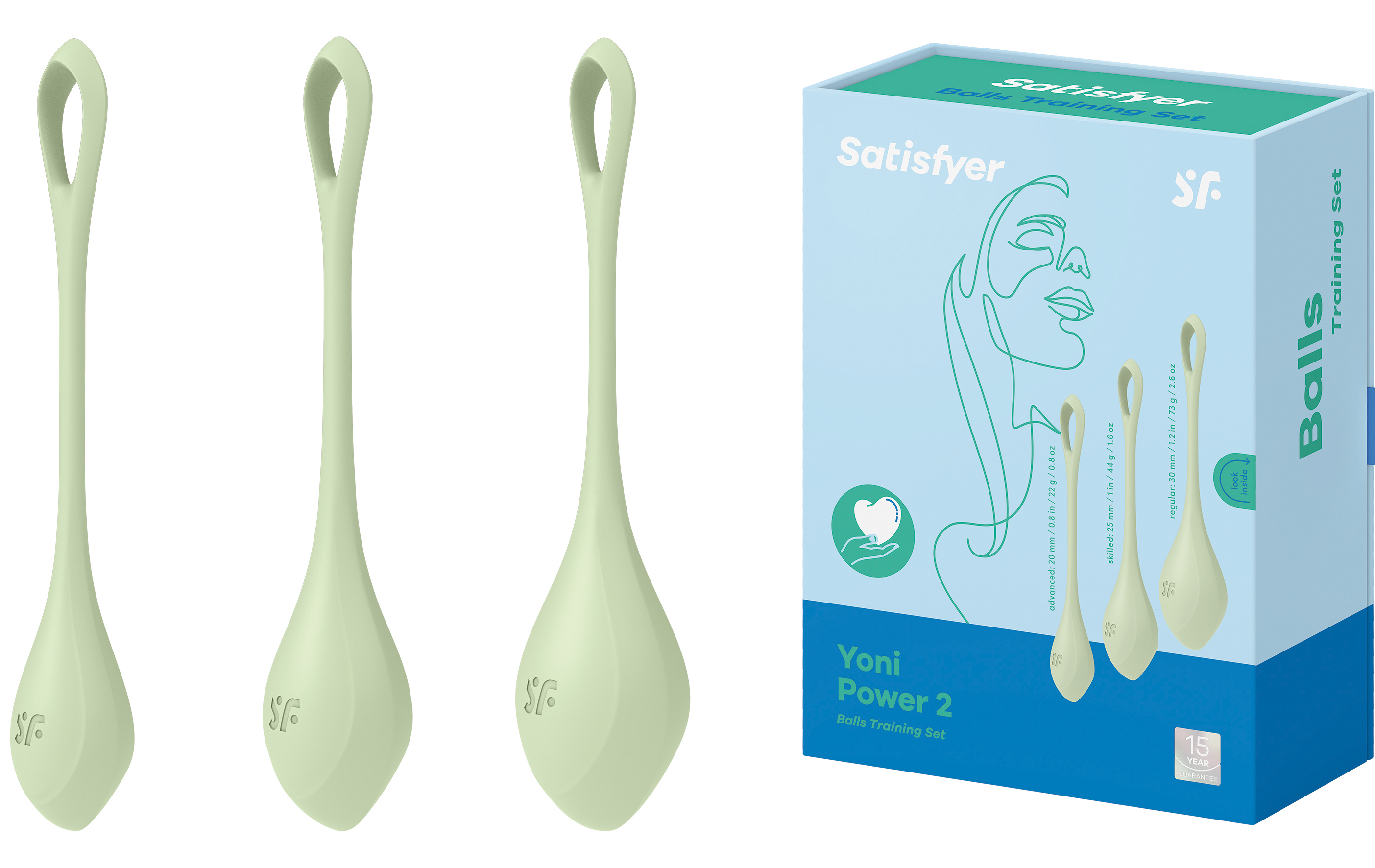Satisfyer Yoni Power 2 Kegel Balls LIGHT GREEN 3-PIECE SET - Image 5