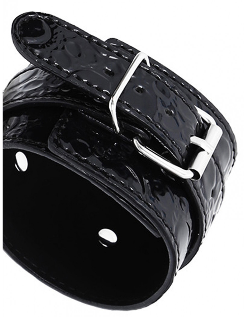 Naughty Toys ONE SIZE Grained shiny Vinyl look Ankle Cuffs BLACK - Image 5