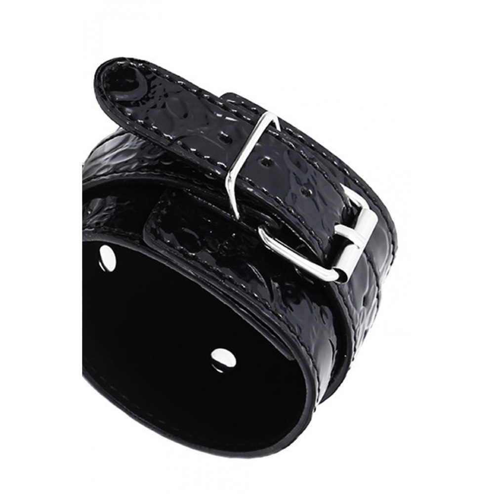 Naughty Toys ONE SIZE Grained shiny Vinyl look Ankle Cuffs BLACK - Image 3