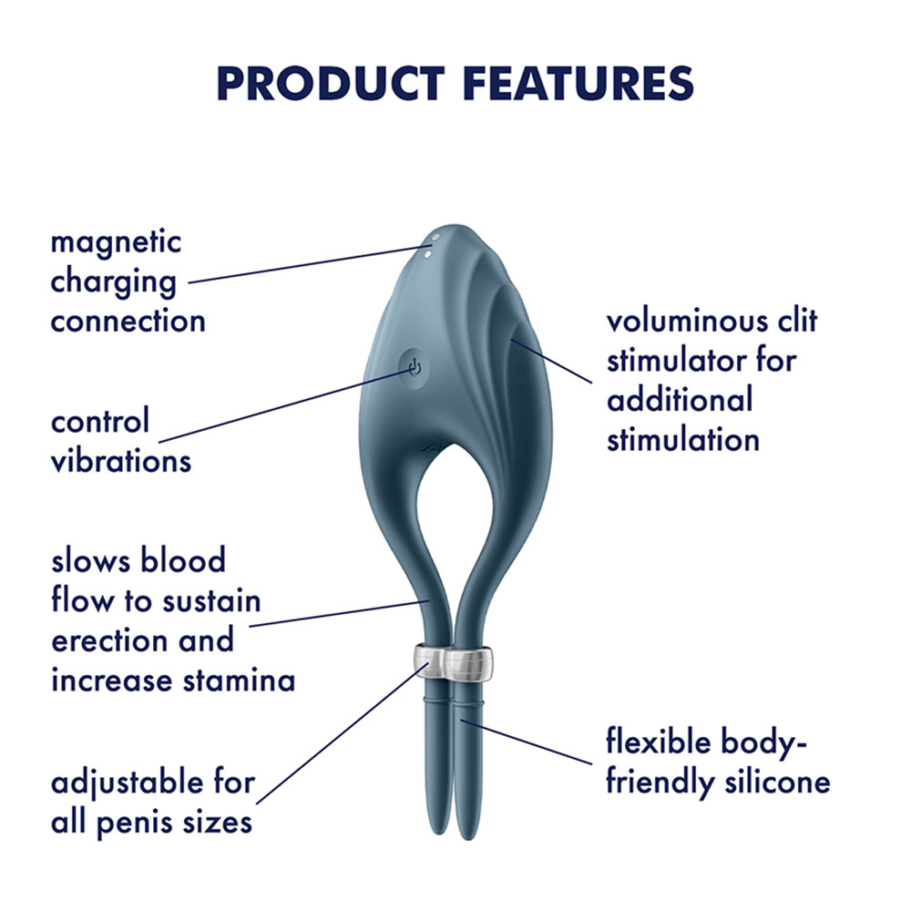 Satisfyer Duelist cock ring with 12 vibration programs grey - Image 5