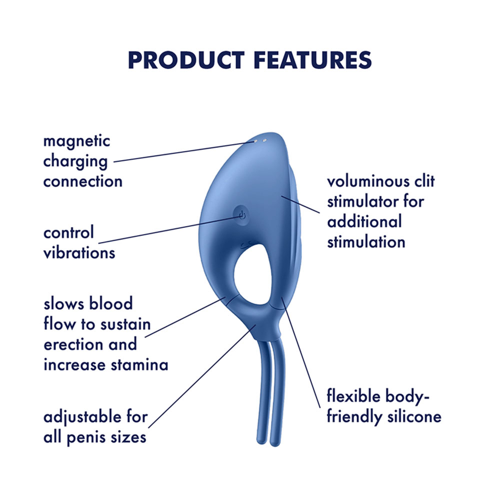 Satisfyer Swordsman cock ring with ribbed structure and 12 vibrating programs blue - Image 5