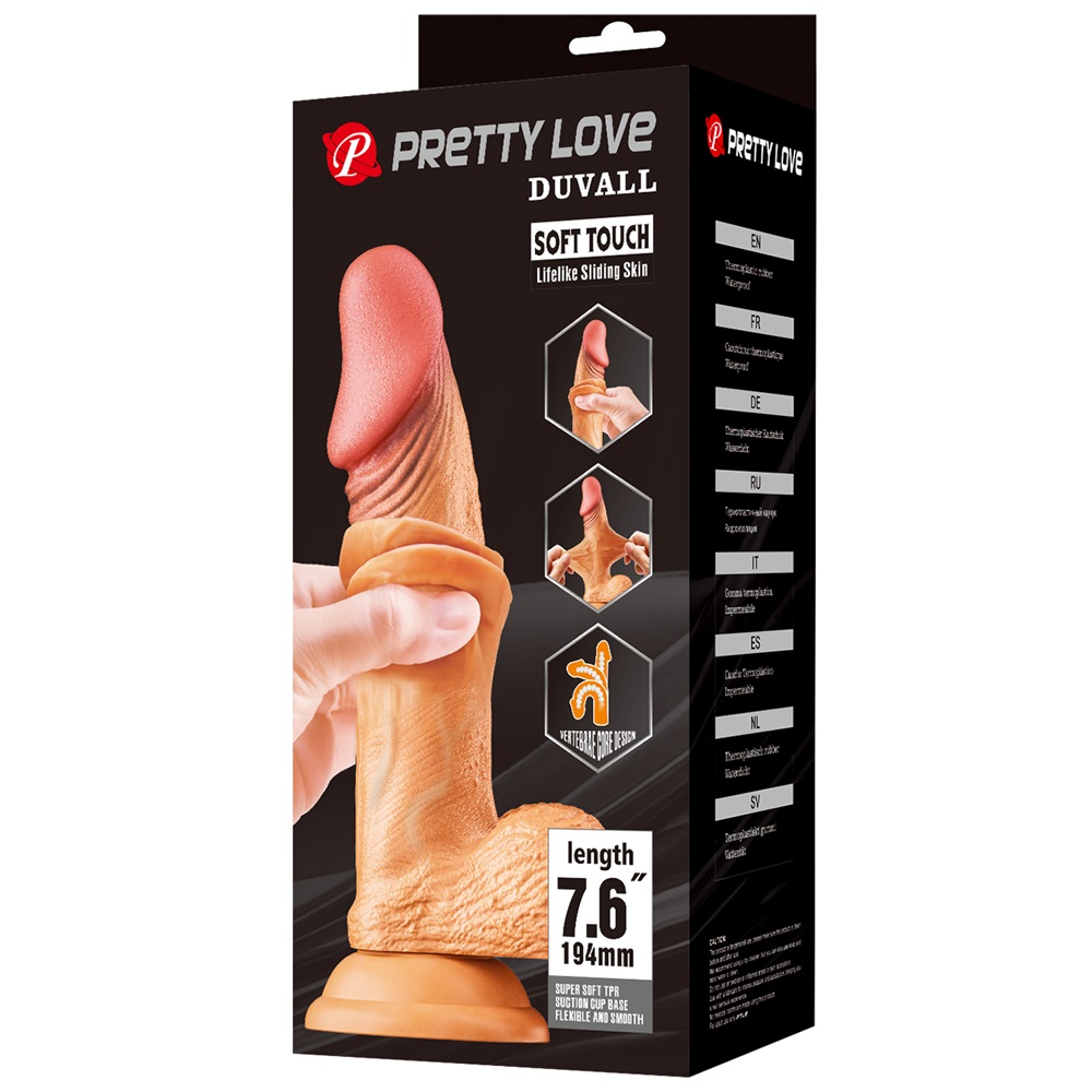 Pretty Love Duvall Flesh Sliding Skin Suction Dildo 19 x 4.2cm - Image 6