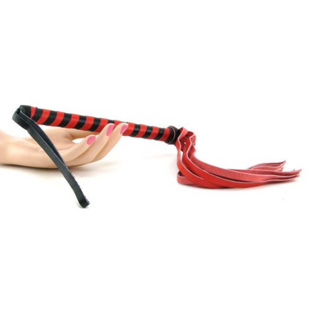 Fetish Fantasy Cat O'nine tails black and Red Leather Flogger Whip - Image 4