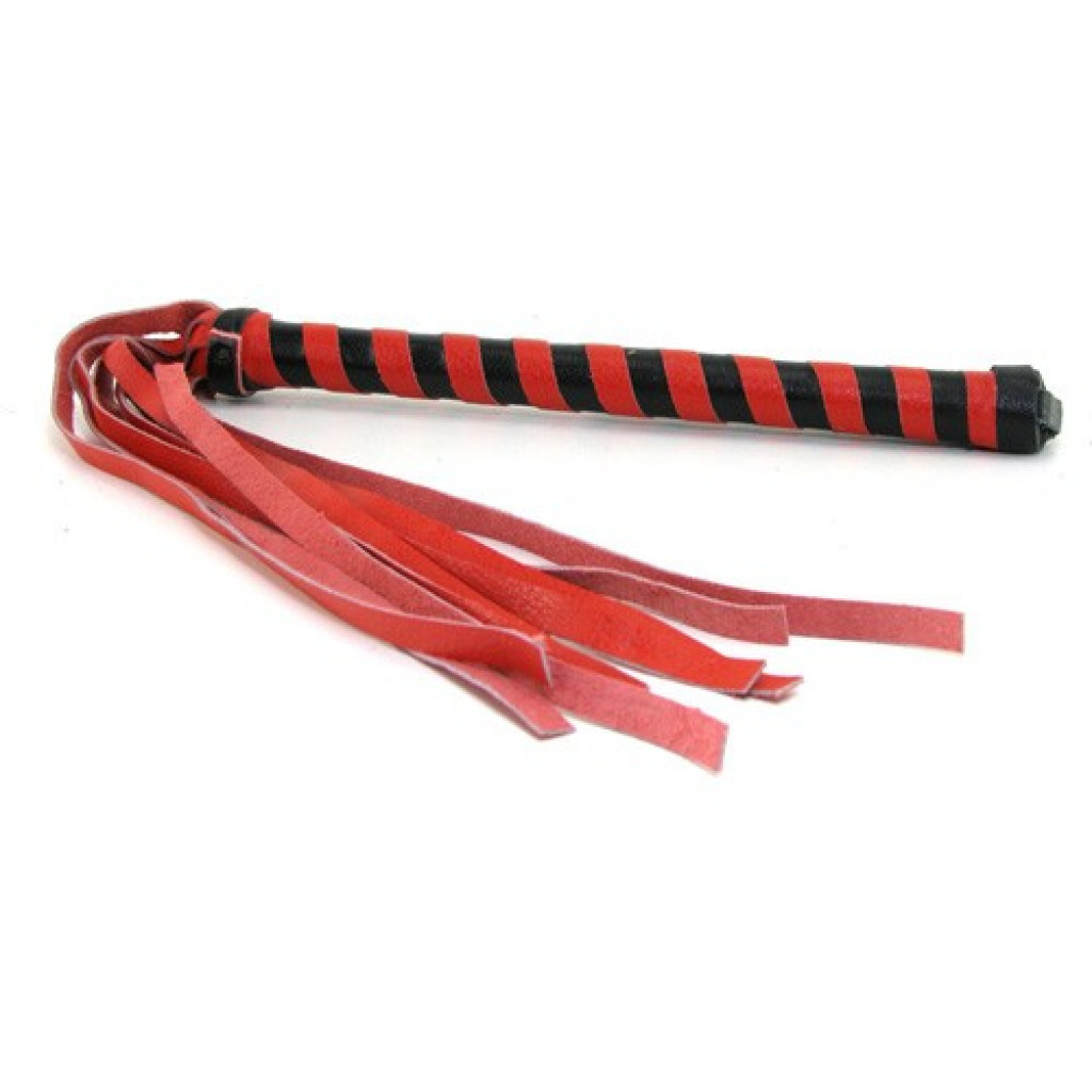 Fetish Fantasy Cat O'nine tails black and Red Leather Flogger Whip - Image 5