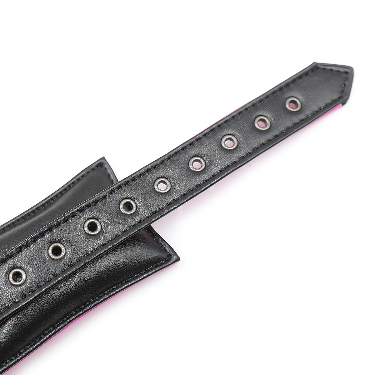 Black Pink Leather Padded ANKLE Leg Cuffs with Golden Chain - Image 3