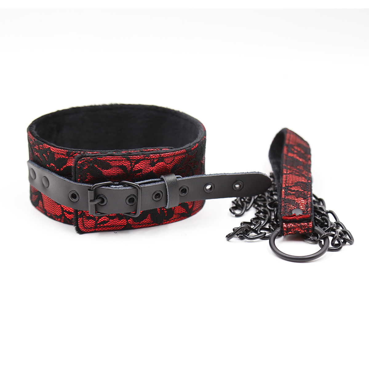 Naughty Toys Red Collar with Black Leash - Image 2