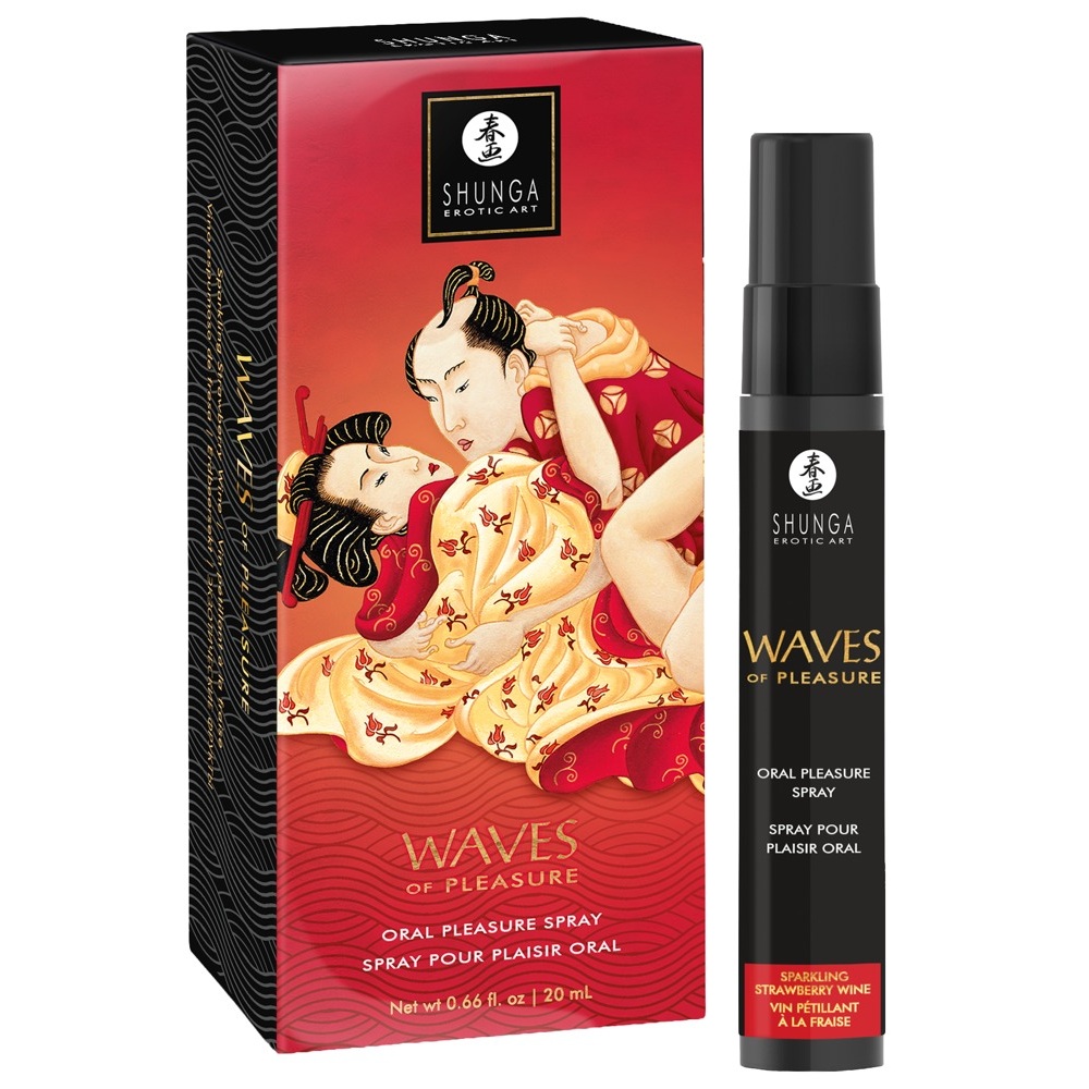 Shunga Waves of Pleasure Strawberry Wine Mouth Spray 20ml - Image 2