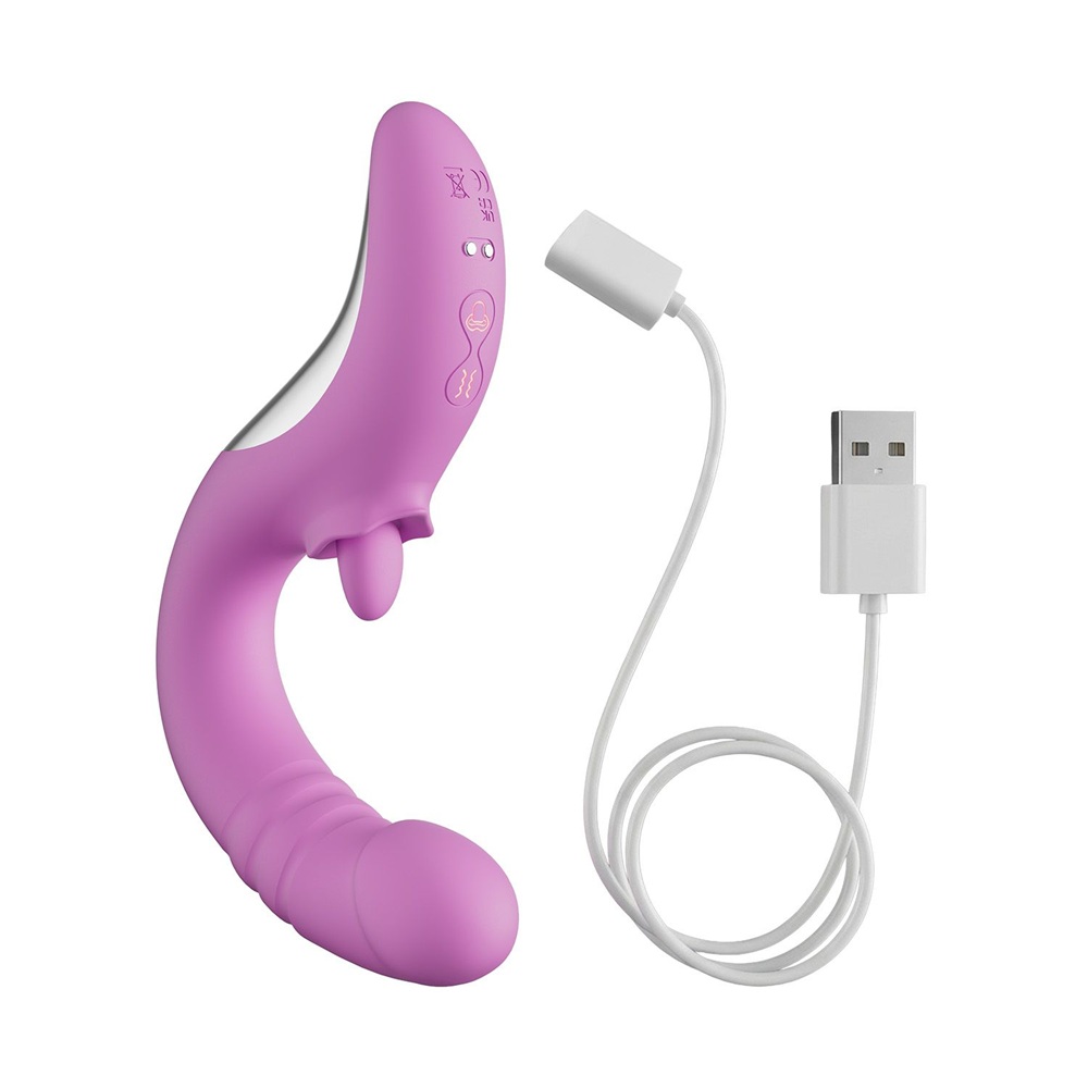 Good Vibes Only Thrusting Tongue Vibrator Pink - Image 6