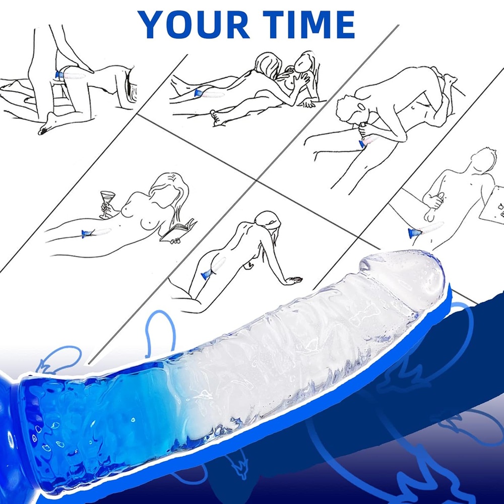 TOYBOY LINO Clear-Blue TPE Dildo with suction cup - Image 5