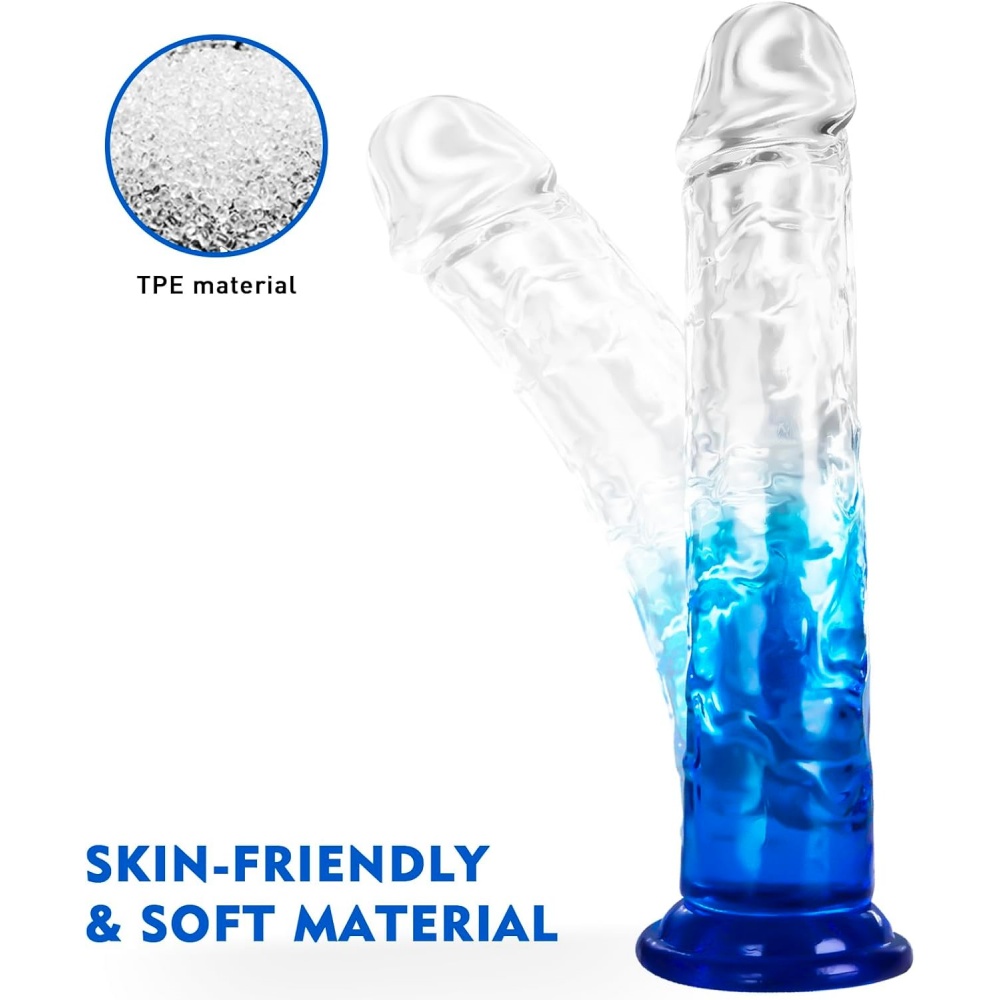 TOYBOY LINO Clear-Blue TPE Dildo with suction cup - Image 6