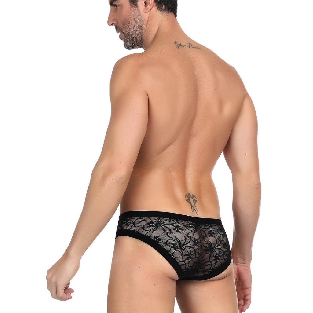 Floral Lace Briefs Black - Image 2