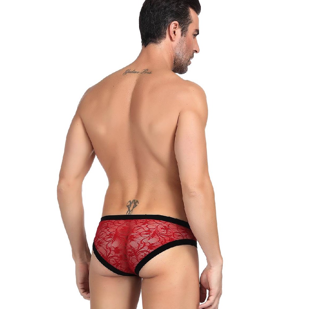 Floral Lace Briefs Red